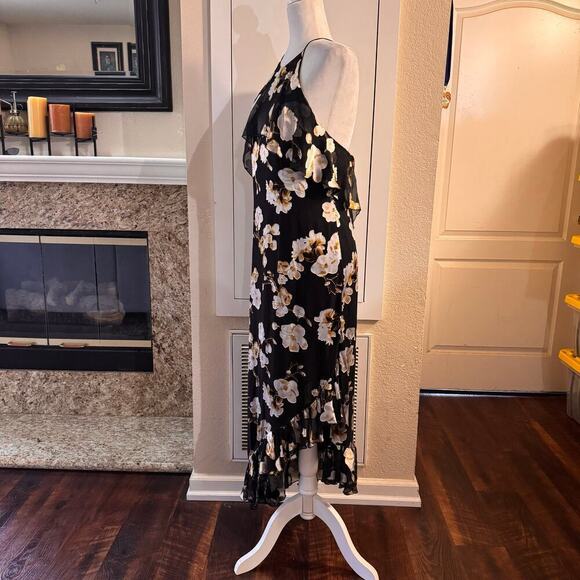 Alice and Olivia Fabiola Asymmetric Floral Dress Silk Blend Size 4 - Picture 5 of 10